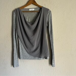 Gray Long Sleeve Drape Top Velvet by Graham and Spencer Brand